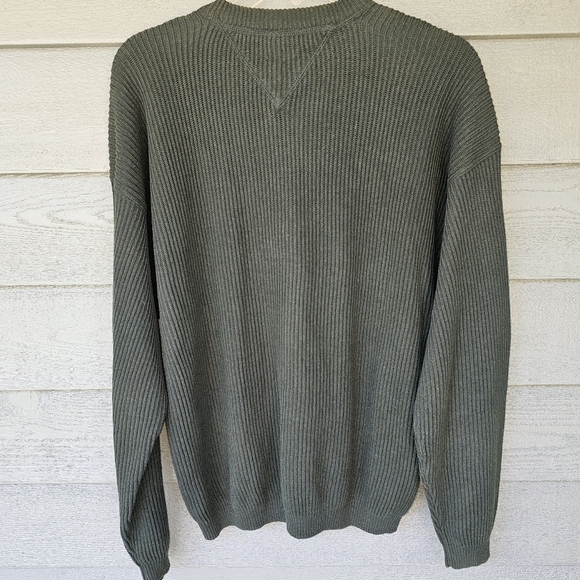 Vintage 90's Tommy Hilfiger Men's XL Dark Green Knit Crewneck Pullover Sweater - Picture 3 of 6